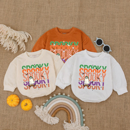 Vintage Spooky Pumpkin Bubble Romper for Boys – Halloween Bodysuit