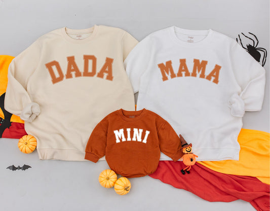 Cozy Family Matching Sweatshirts: Mama, Dada, Mini Fall Outfits