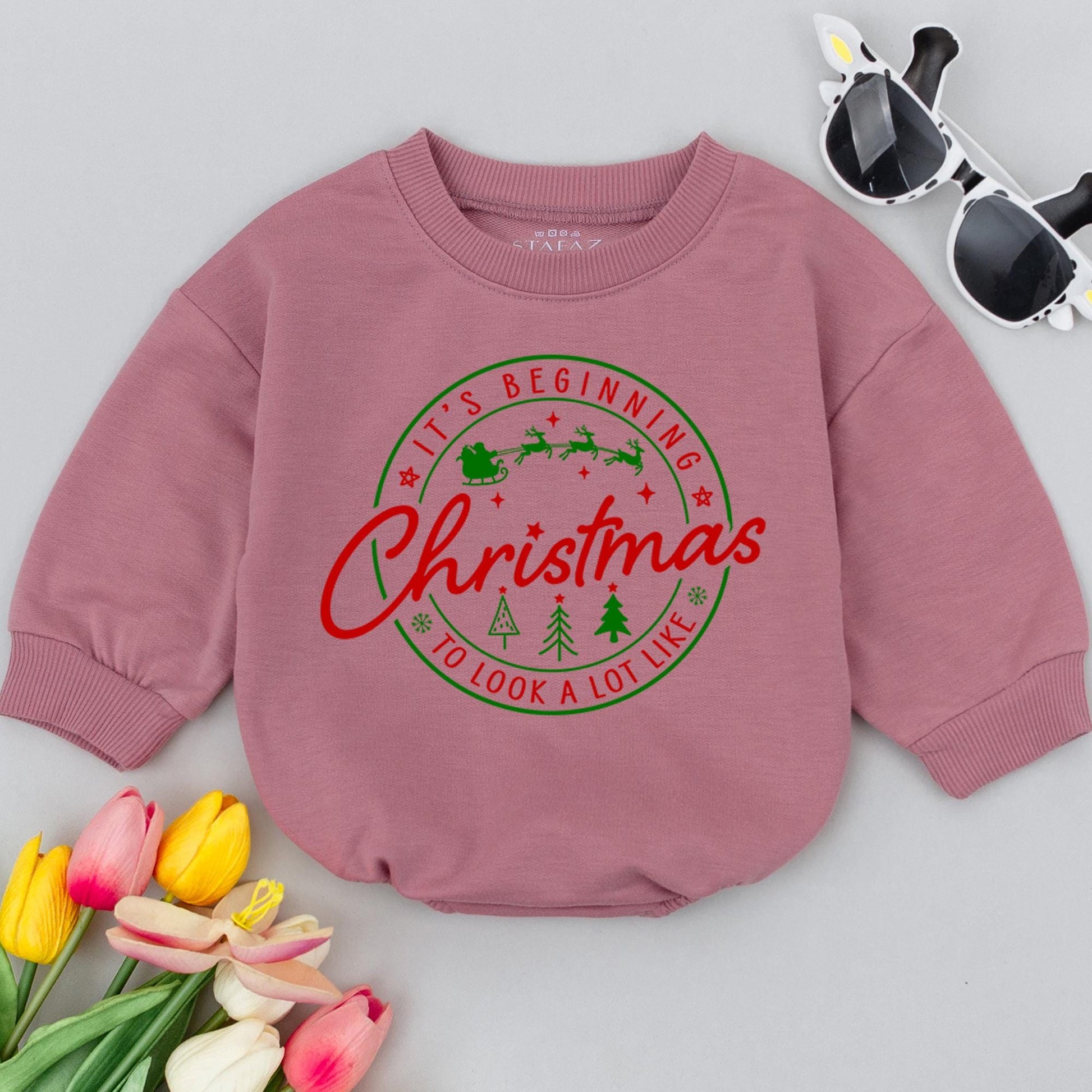 Festive Baby Bubble Romper & Sweatshirt Set for 1st Christmas Joy