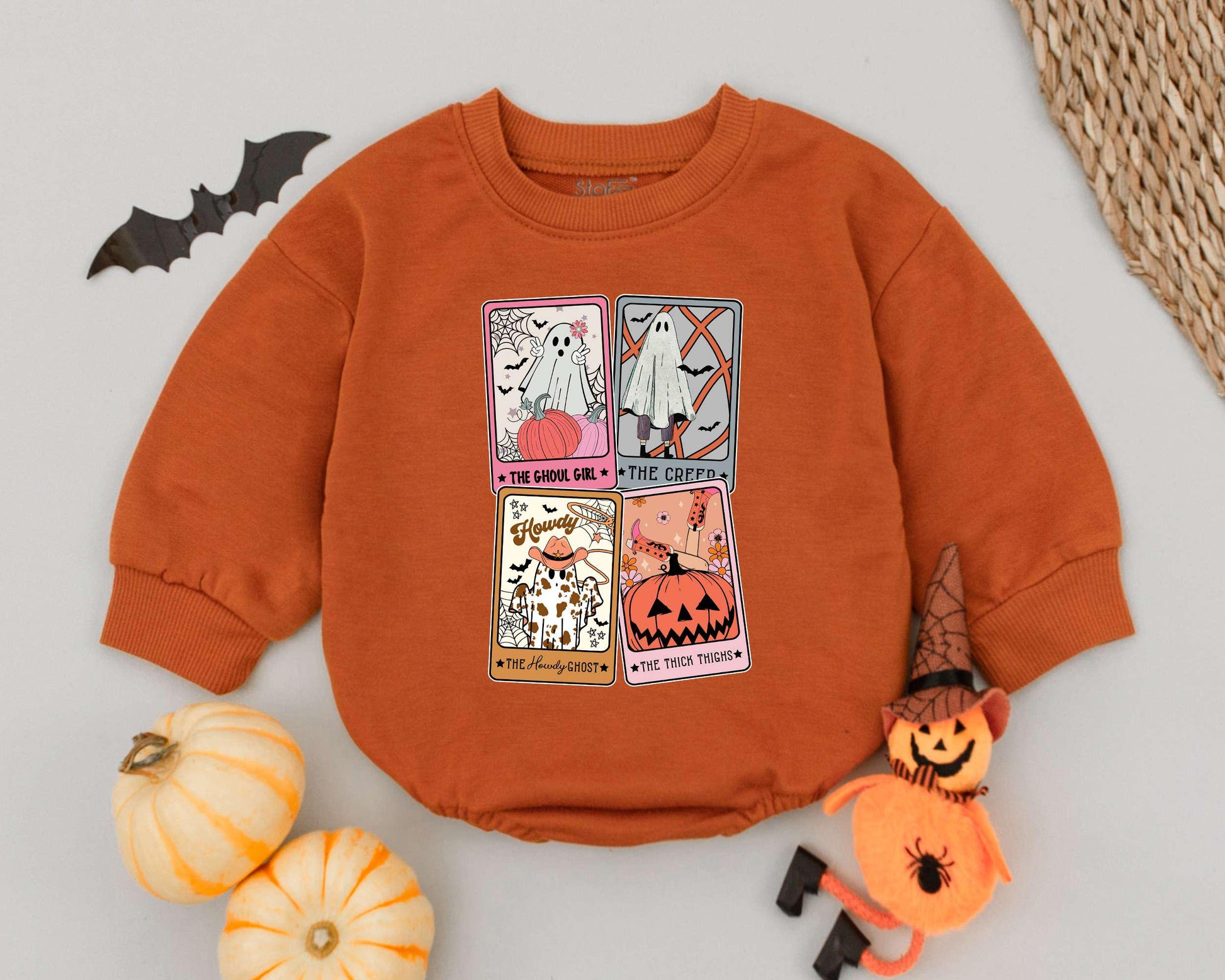 Retro Halloween Romper & Toddler Sweatshirt: Spooky Season Baby Outfit