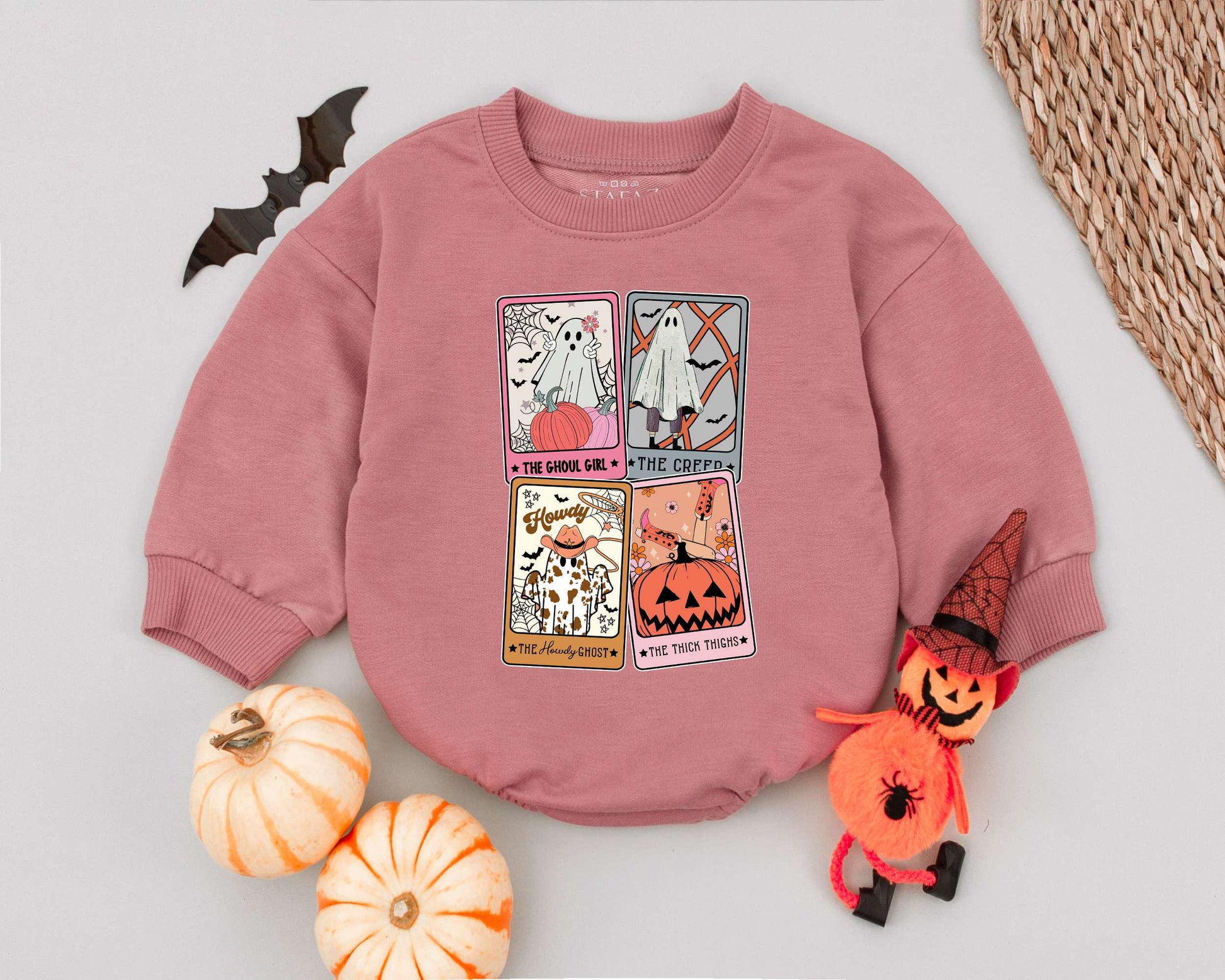 Retro Halloween Romper & Toddler Sweatshirt: Spooky Season Baby Outfit