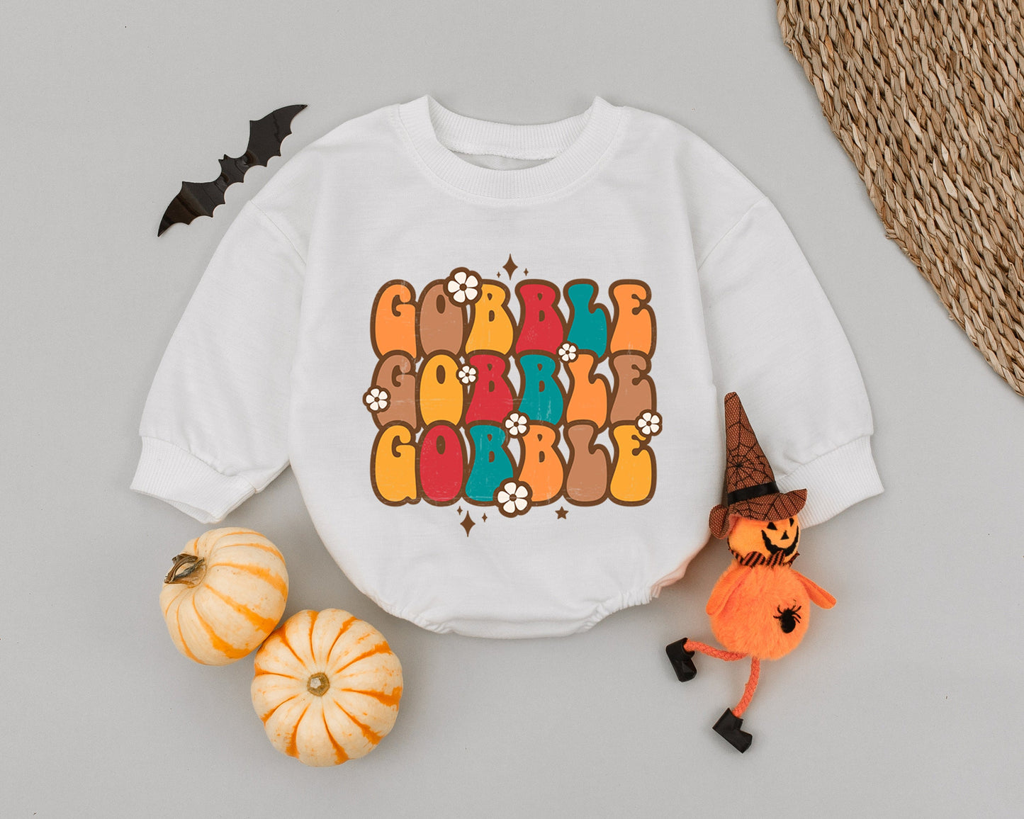 Retro Thanksgiving Baby Romper: Cute First Turkey Day Outfit