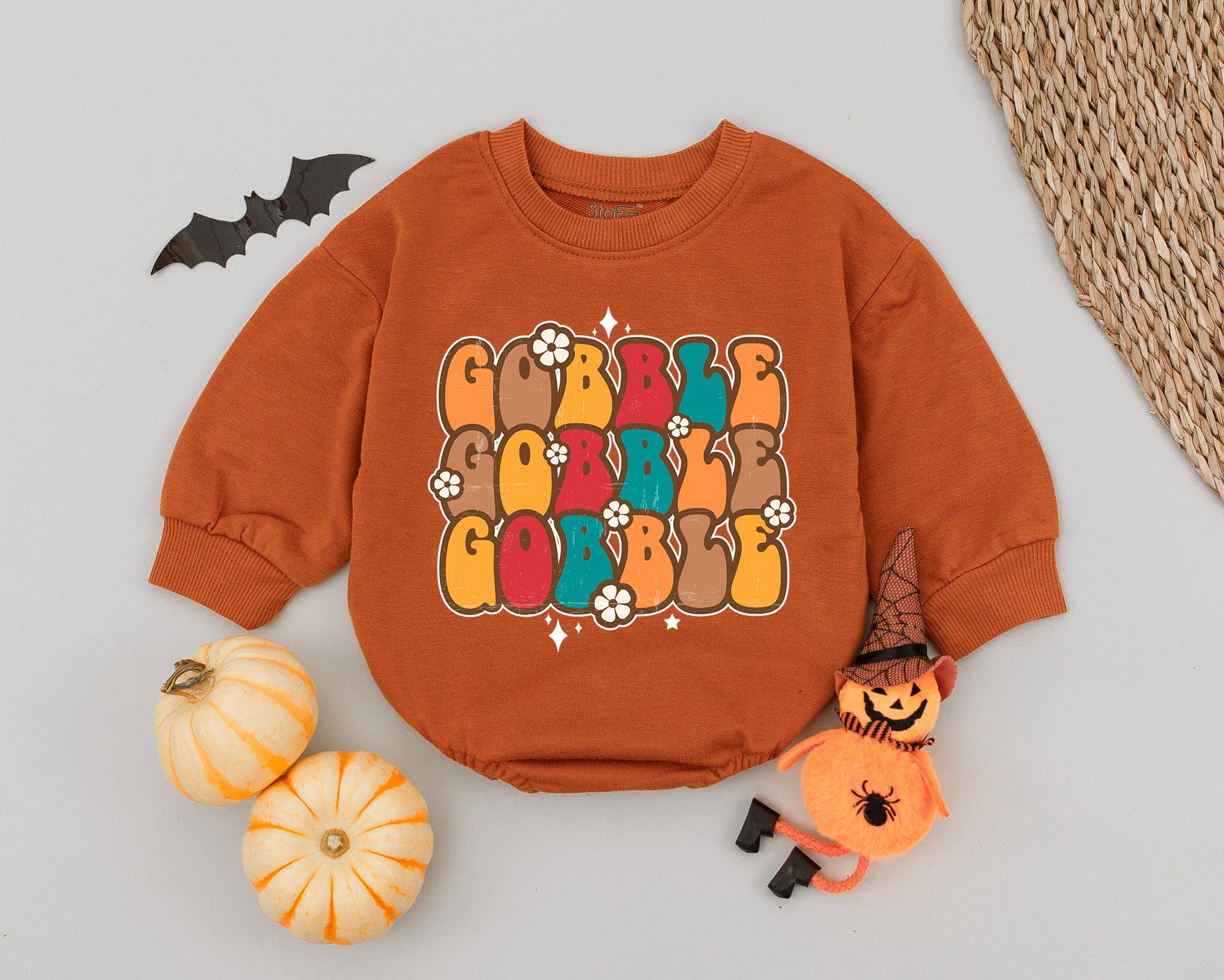 Retro Thanksgiving Baby Romper: Cute First Turkey Day Outfit