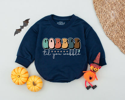 Gobble til You Wobble Baby Romper Vintage Thanksgiving Outfit First Thanksgiving Toddler Clothes Newborn Fall Baby Clothes Unique