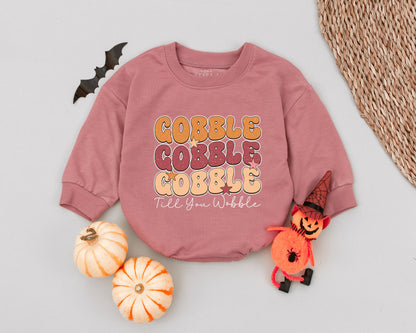 Gobble Til You Wobble Romper, Vintage Thanksgiving Outfit, Retro Fall Baby Clothes, First Thanksgiving Toddler Romper, Festive Newborn Gift 139 chars