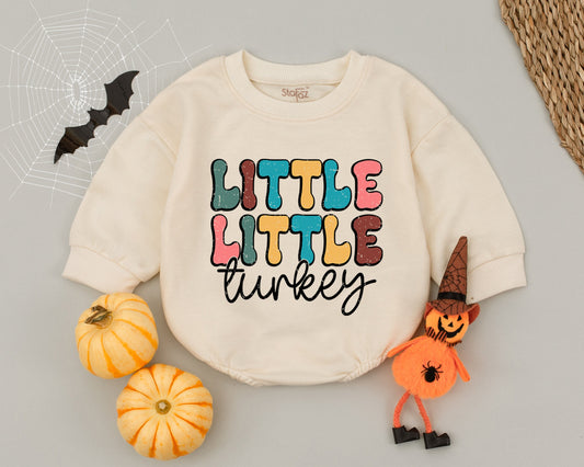 Vintage Turkey Baby Romper - 1st Thanksgiving Outfit & Fall Style