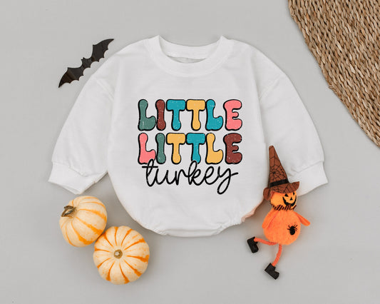 Vintage Turkey Baby Romper - 1st Thanksgiving Outfit & Fall Style