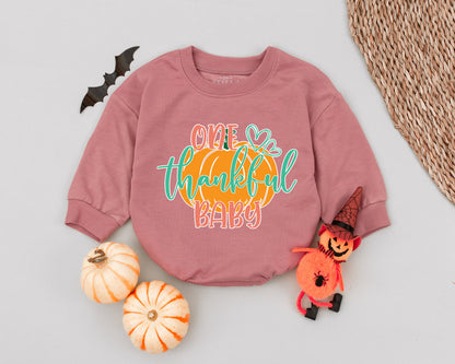 Pumpkin Romper: First Thanksgiving Outfit, Autumn Baby Clothes