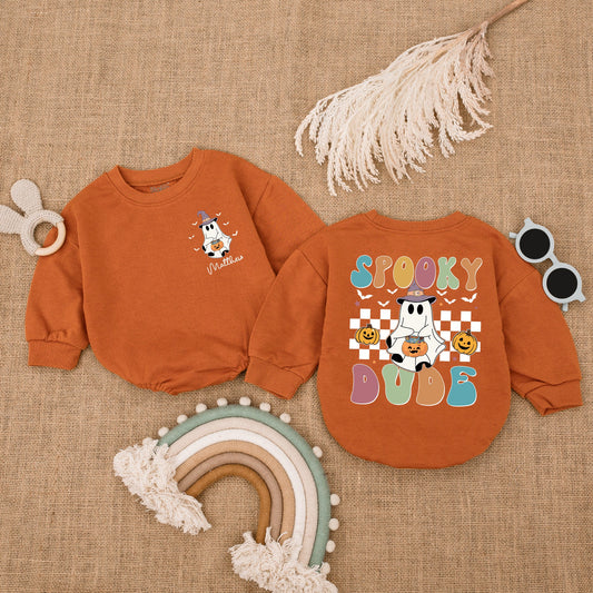 Halloween Baby Romper, Custom Bodysuit, Spooky Pumpkin Outfit  
