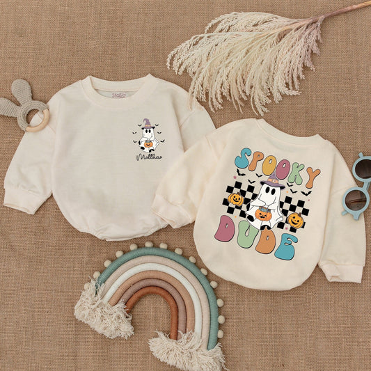 Halloween Baby Romper, Custom Bodysuit, Spooky Pumpkin Outfit  