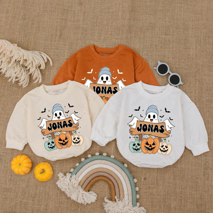 Personalized Spooky Baby Romper - Halloween Ghost Farm Bodysuit