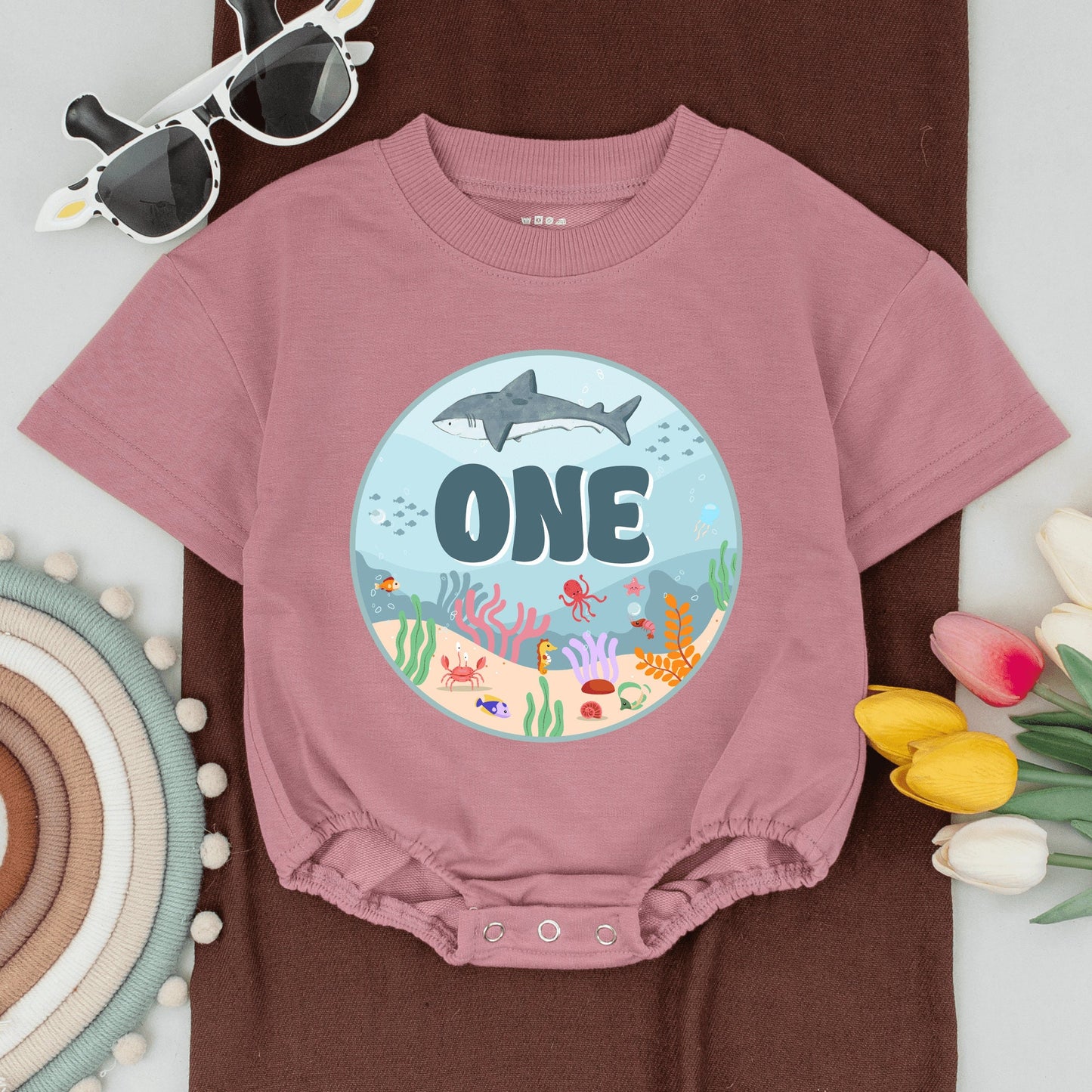 Ocean-Themed Family Shirts & 1st Birthday Romper, Custom Name