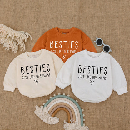 Besties Just Like Our Moms Baby Romper Matching Outfits Gift Newborn Bodysuit Best Friend Baby Girl Boy Clothes Baby Shower Gift