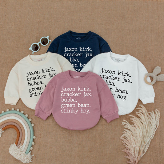 Baby Nickname Romper Personalized Oversized Newborn Outfit Announcement Gift Baby Shower Gift for Baby Boy or Girl Minimalist Design