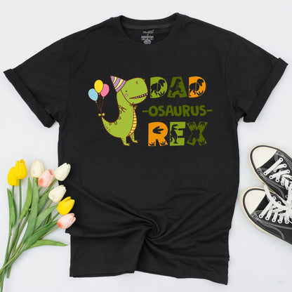 Custom Matching Family Dinosaur Birthday Shirts with Fun Cartoon T-Rex Design for Mom Dad Baby Kids Toddler Party Outfit
