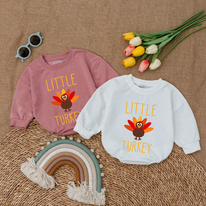 Little Turkey Thanksgiving Romper, Baby's First Thanksgiving Outfit, Cute Fall Baby Clothes, Infant Bodysuit, Playful Holiday Gift 132chars