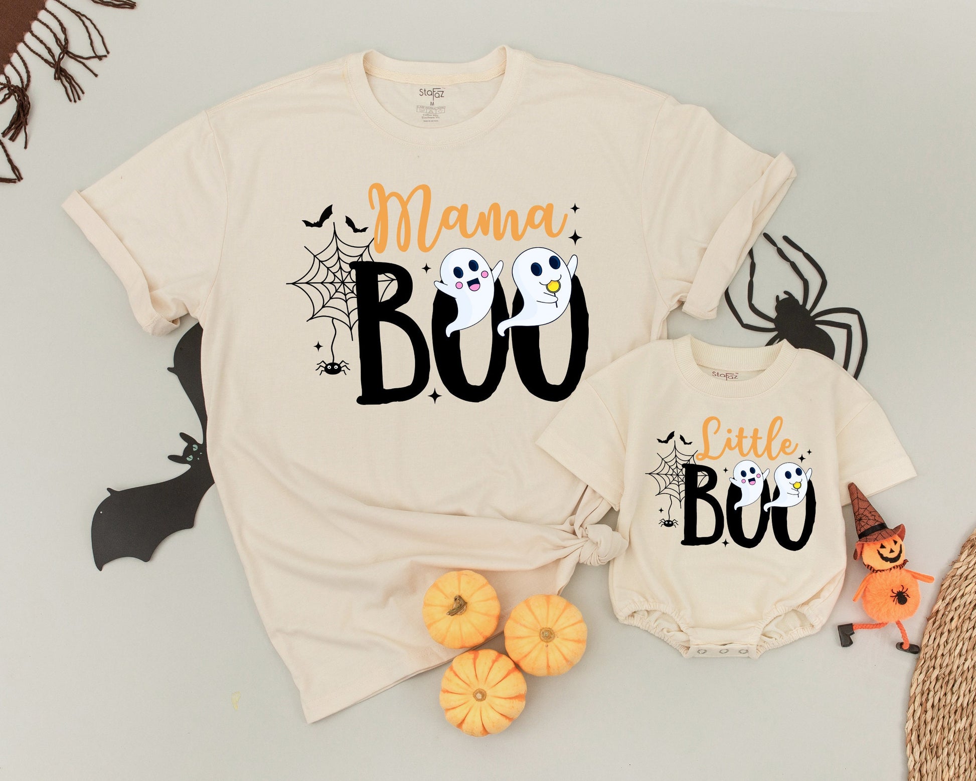 Boo Family Halloween Shirts: Cute Ghost Outfit for Baby, Dada, Mama & Little Boo! Matching Halloween Costume - Fun Orange & Black Fall Outfit (137 chars)