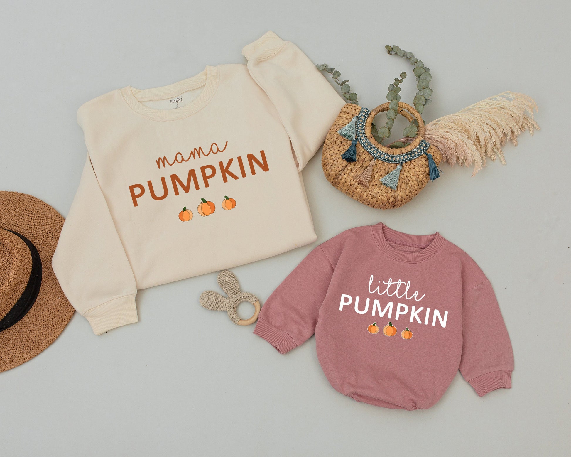 Mama and Little Pumpkin Fall Family Matching Halloween Sweatshirts  