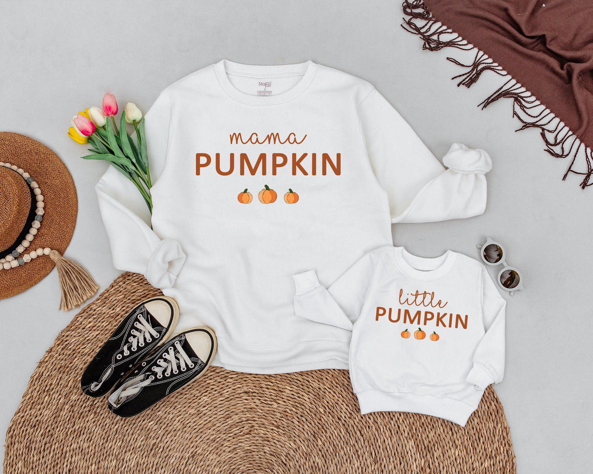 Mama and Little Pumpkin Fall Family Matching Halloween Sweatshirts  