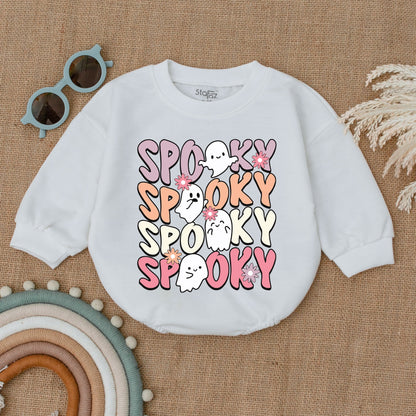Spooky Girl Halloween Bubble Romper Bodysuit Baby Clothes Spooky Era Baby Shower Gift Pumpkin Costume Soft Fall Outfit Newborn Girl