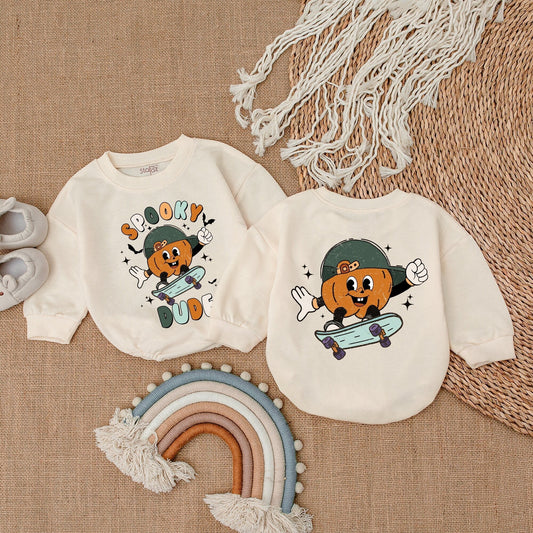 Retro Boy Halloween Romper - Cute Baby Spooky Outfit - First Costume