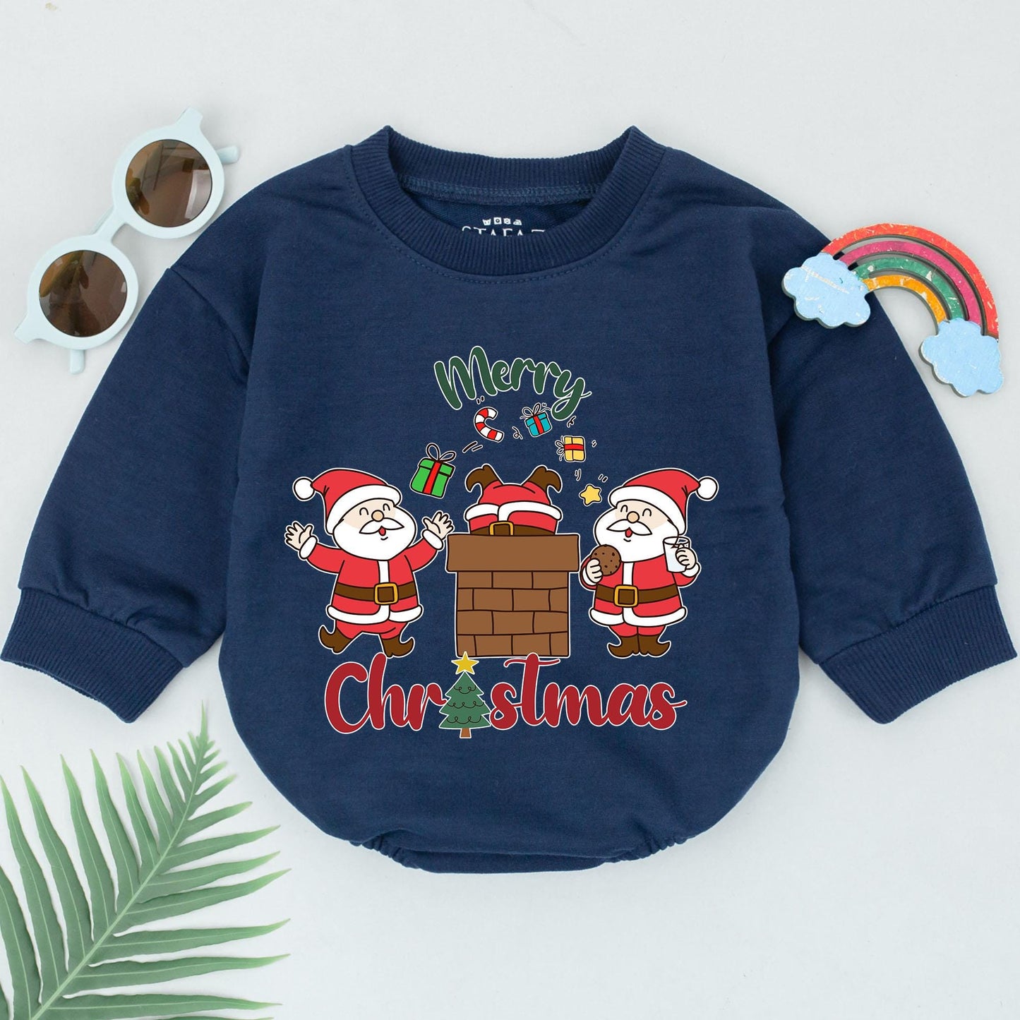 Vintage Christmas Baby Romper, Newborn Xmas Outfit, Personalized Gift