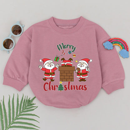 Vintage Christmas Baby Romper, Newborn Xmas Outfit, Personalized Gift