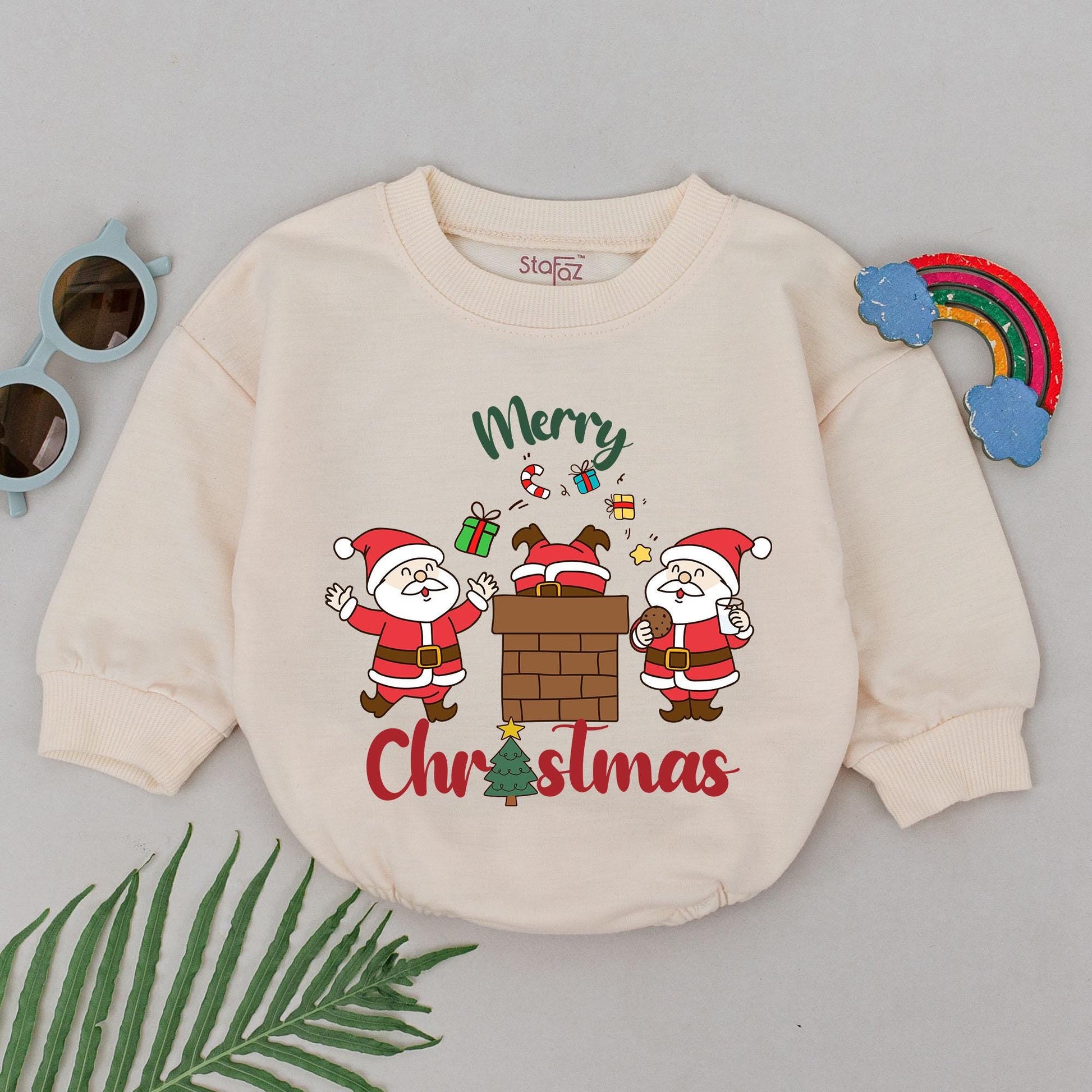 Vintage Christmas Baby Romper, Newborn Xmas Outfit, Personalized Gift