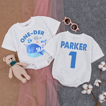 One-Der the Sea First Birthday Baby Romper Outfit, Short Sleeve Design, 1st Birthday Clothes, Under the Sea Party