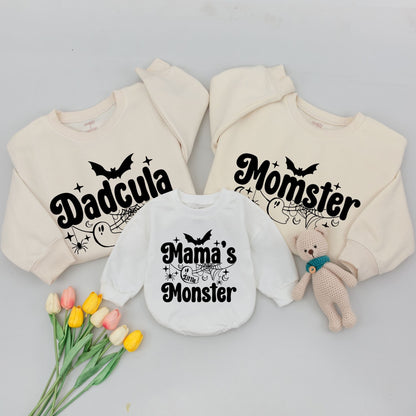 Spooky Family Halloween Sweatshirts: Momster & Dadcula Collection