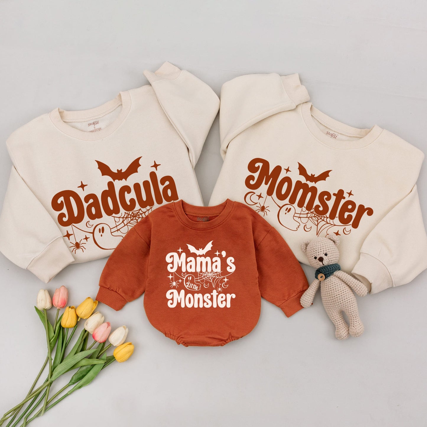 Spooky Family Halloween Sweatshirts: Momster & Dadcula Collection