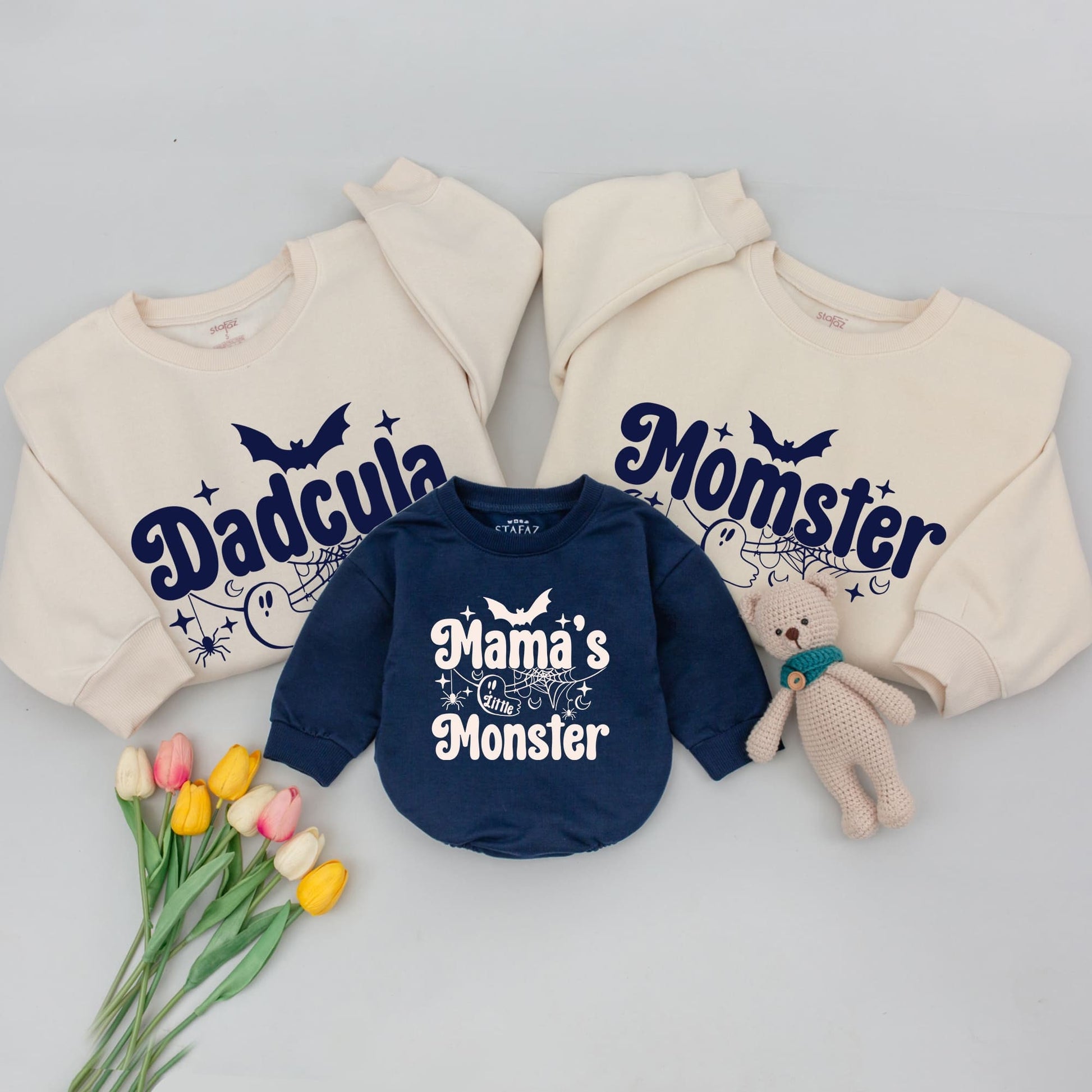 Spooky Family Halloween Sweatshirts: Momster & Dadcula Collection