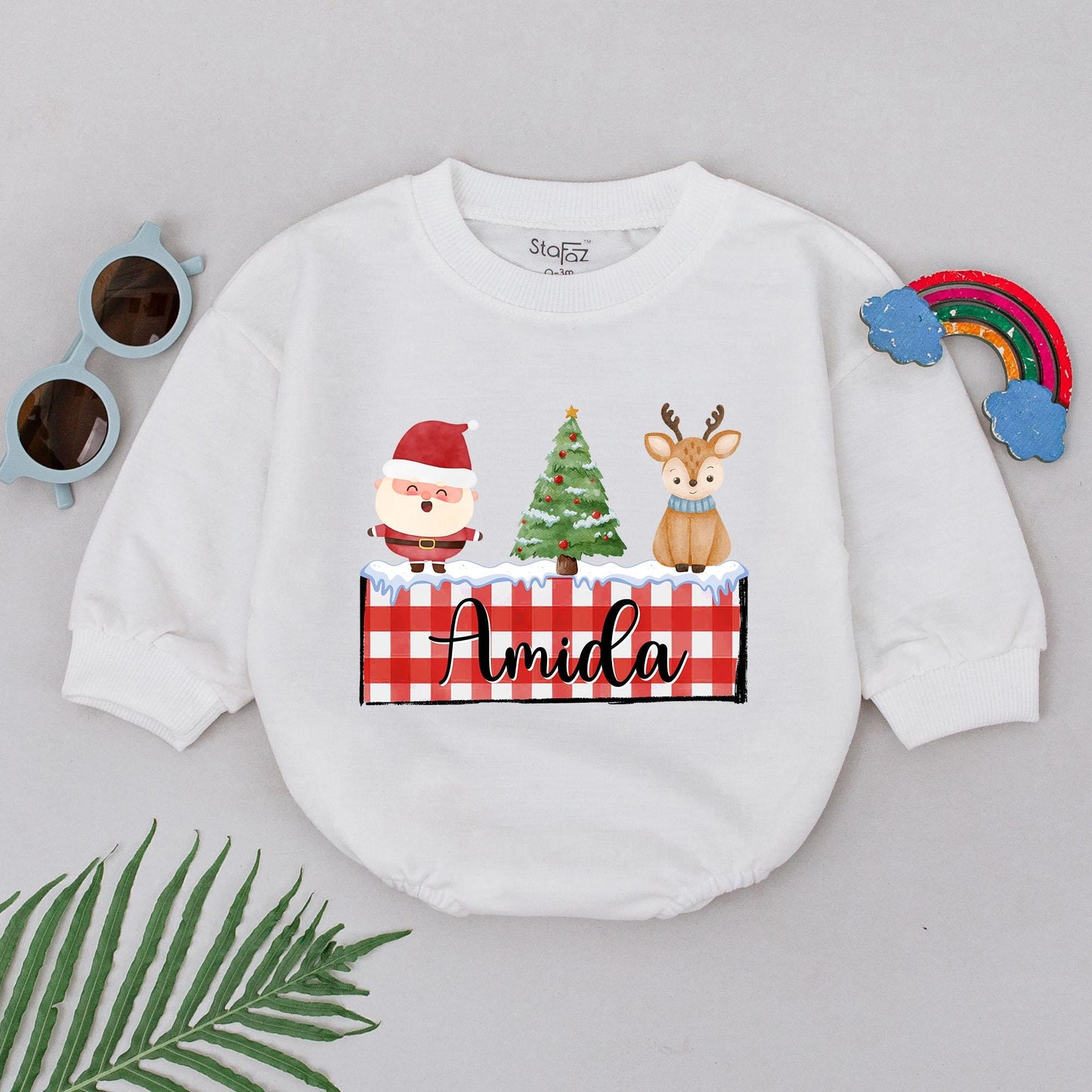 First Christmas Baby Romper, Personalized Santa Outfit, Xmas Gift