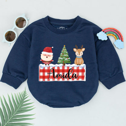 First Christmas Baby Romper, Personalized Santa Outfit, Xmas Gift