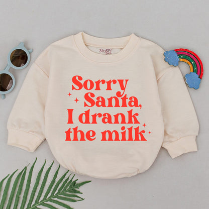 First Christmas Baby Romper, Santa Milk Romper, Xmas Baby Outfit 