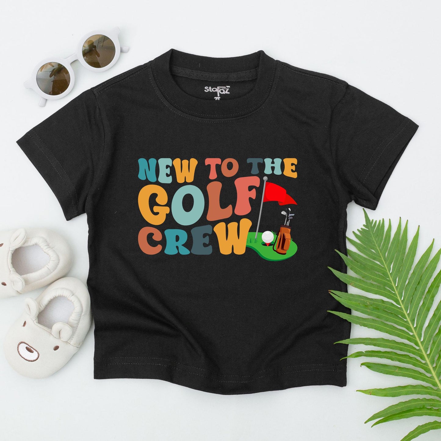 New to the Golf Crew Retro T-Shirt Baby Toddler Future Golfer Outfit with Golf Bag Design Tee