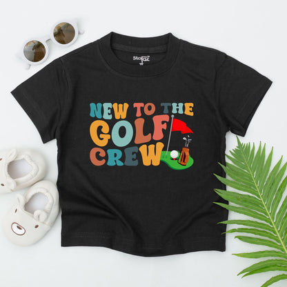 New to the Golf Crew Retro T-Shirt Baby Toddler Future Golfer Outfit with Golf Bag Design Tee