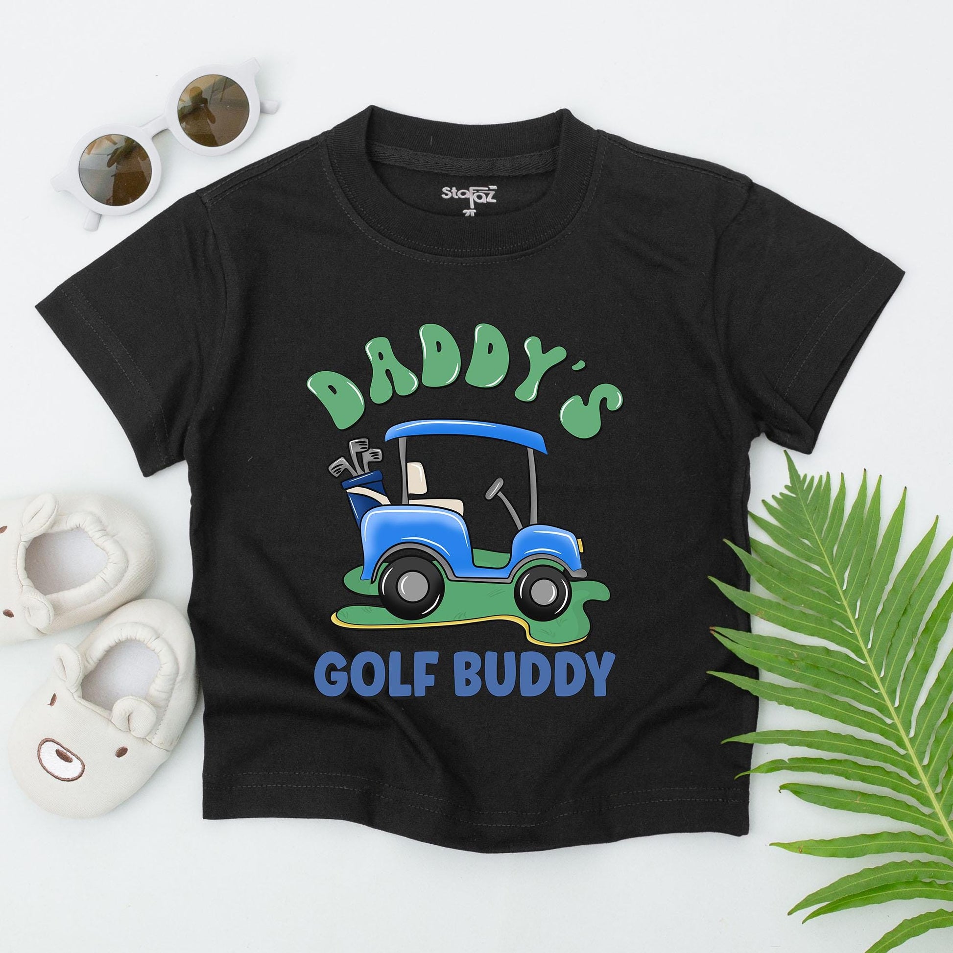 Daddy's Golf Buddy Baby Boy T-Shirt Outfit - Green & Blue Golf Cart Design Newborn Gift, Baby Shower, Coming Home