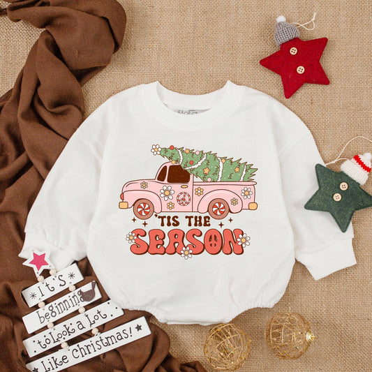 Festive Baby Bubble Romper: Cozy Christmas Outfit, Long Sleeve Fun