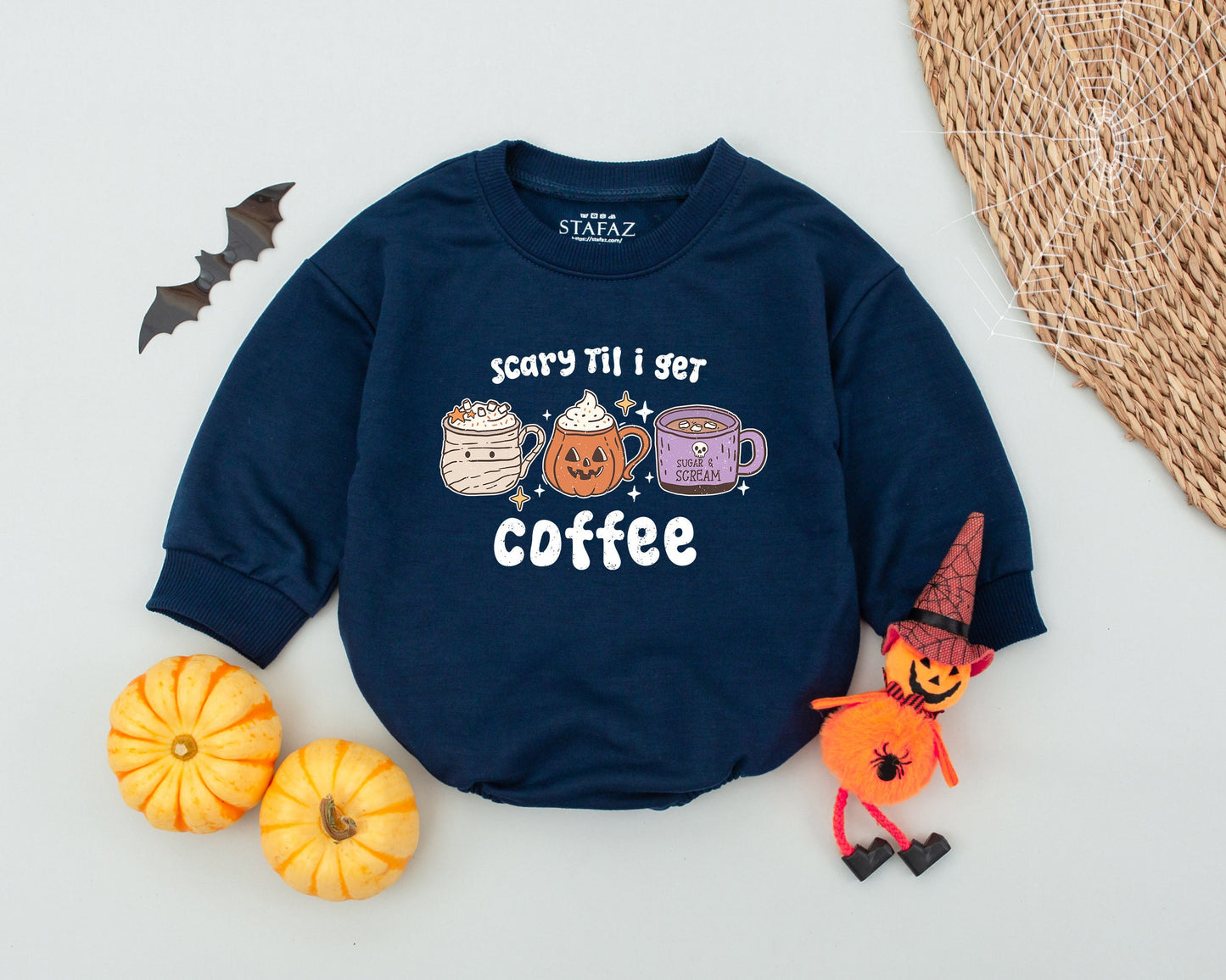 Spooky Mummy Pumpkin Baby Romper – Cute Skull Coffee Halloween Outfit