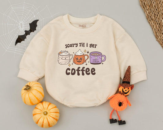 Spooky Mummy Pumpkin Baby Romper – Cute Skull Coffee Halloween Outfit