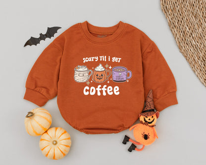 Spooky Mummy Pumpkin Baby Romper – Cute Skull Coffee Halloween Outfit