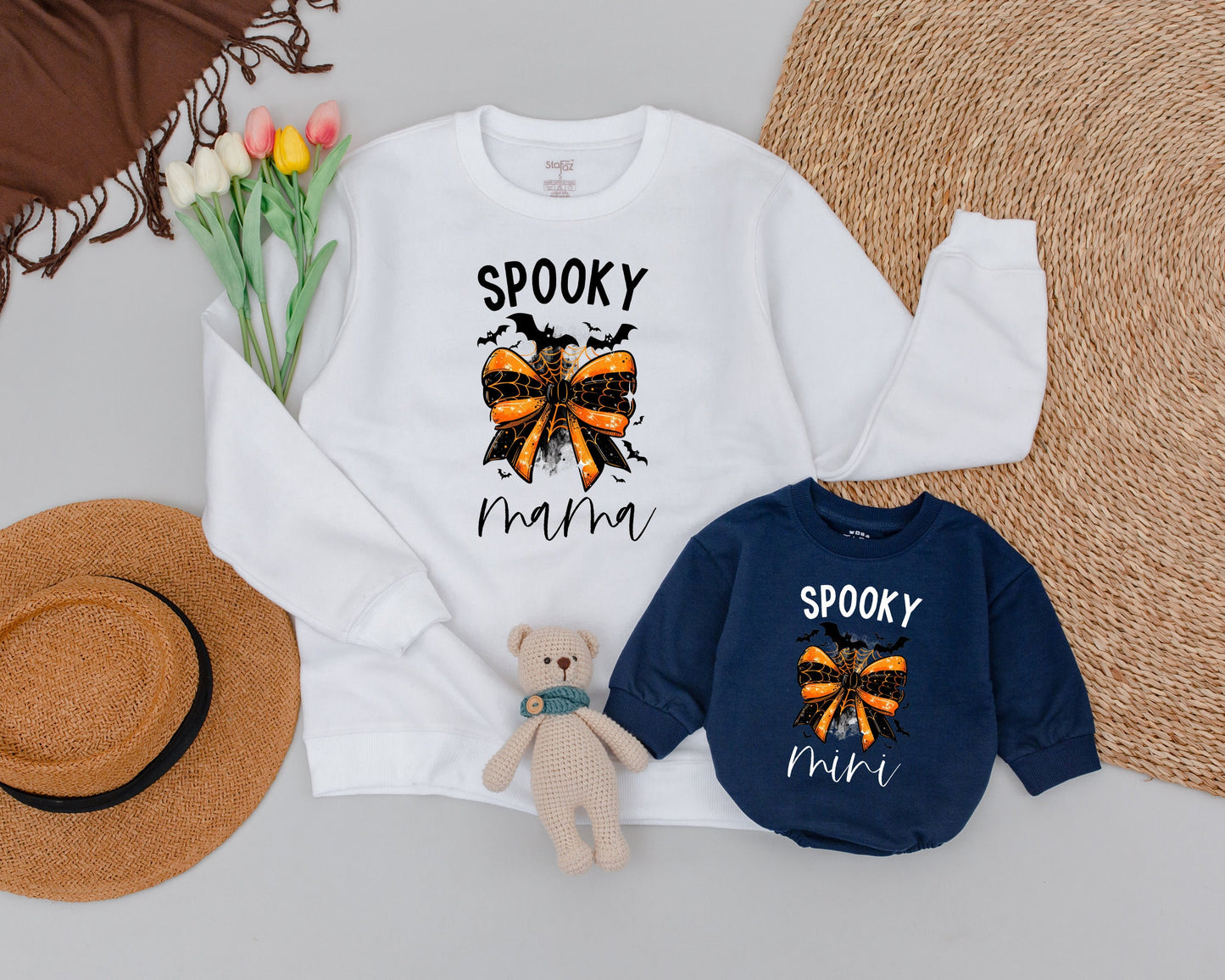 Matching Vintage Ghost Sweaters for Spooky Halloween Family Fun