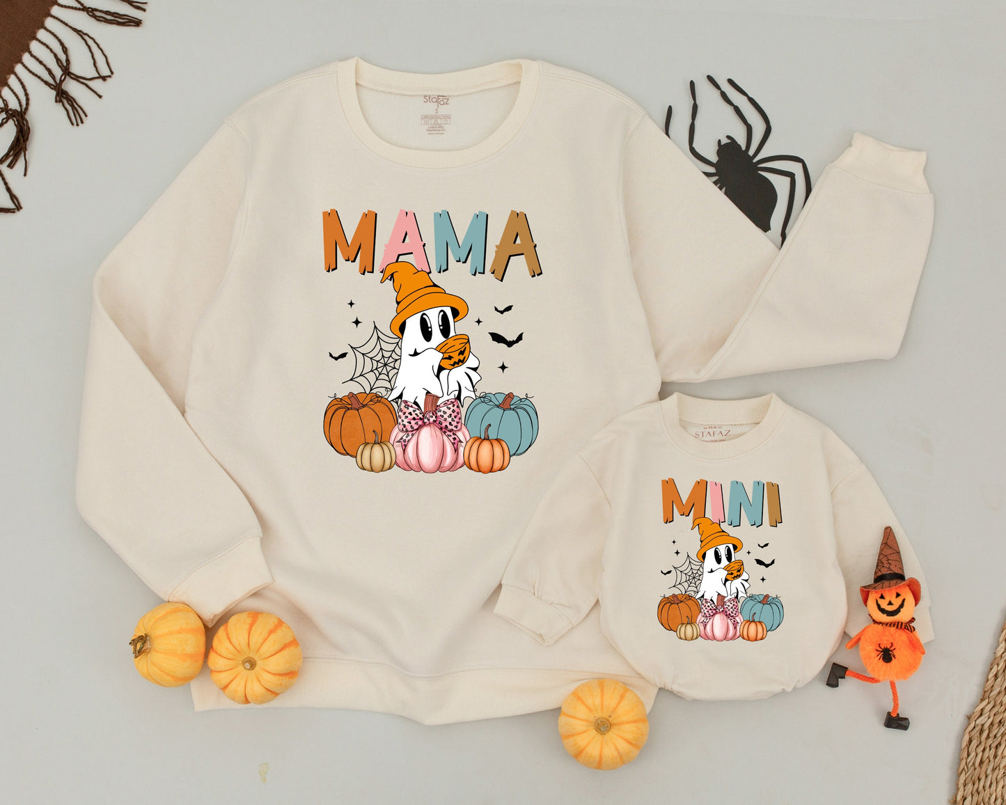 Spooky Mama & Mini Matching Sweatshirts: Vintage Ghost Halloween