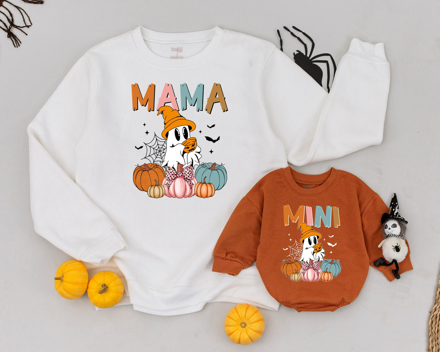 Spooky Mama & Mini Matching Sweatshirts: Vintage Ghost Halloween