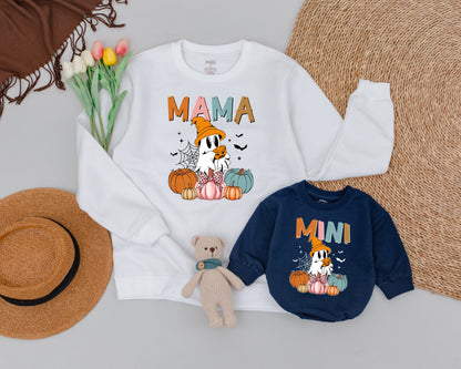 Spooky Mama & Mini Matching Sweatshirts: Vintage Ghost Halloween