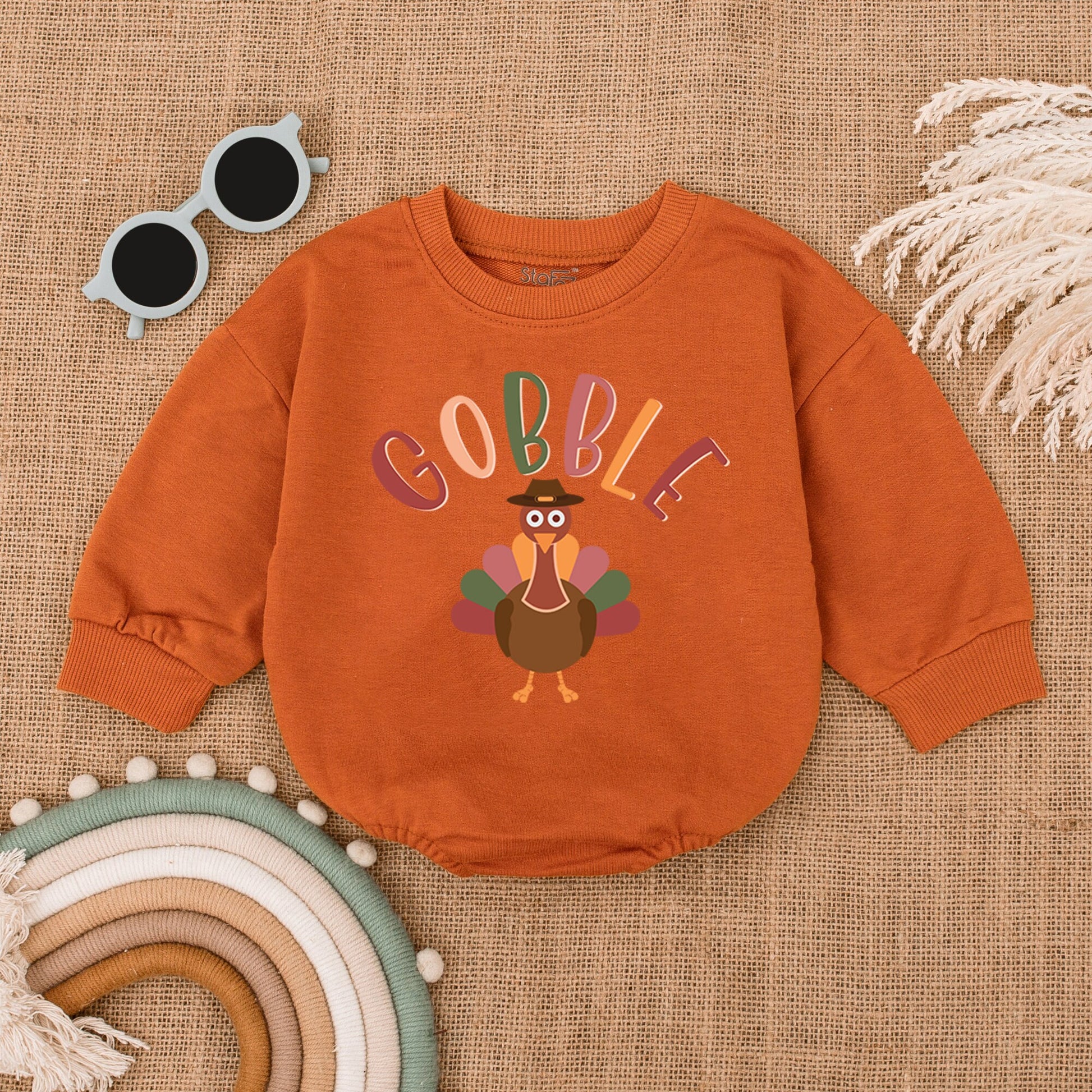Thanksgiving Baby Outfit | Cozy Fall Turkey Romper & Pumpkin Bodysuit