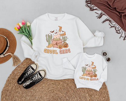 Matching Mommy & Me Halloween Sweatshirts: Ghoul Gang Western Style