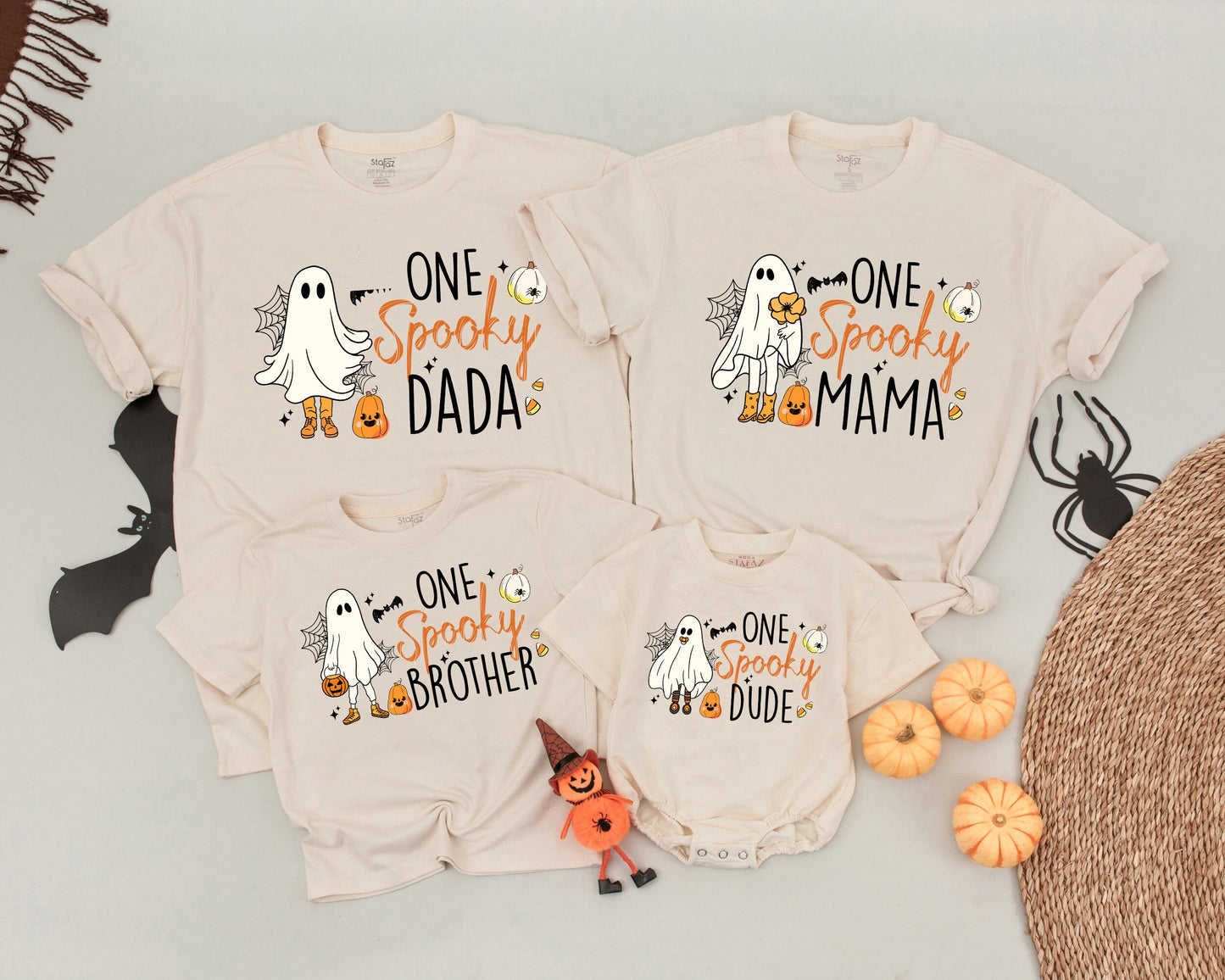 Retro Halloween Family Shirts - Matching Vintage Ghost Costume Tees