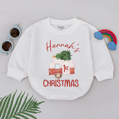 Custom Name Baby Christmas Romper, 1st Xmas, Unisex Gift Outfit